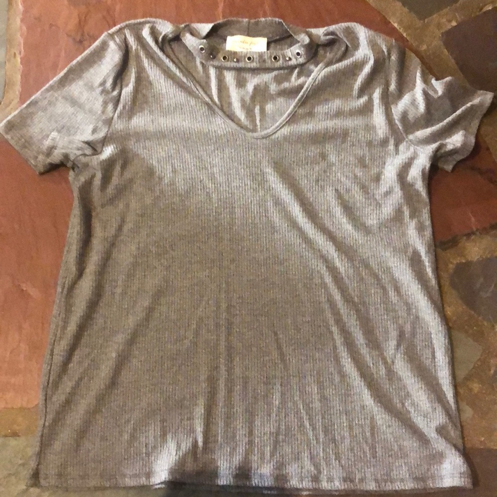V-neck collared shirt